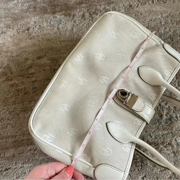 Dooney & Bourke Signature Vintage Ivory Medium Purse Hand Bag Monogrammed - Picture 7 of 16